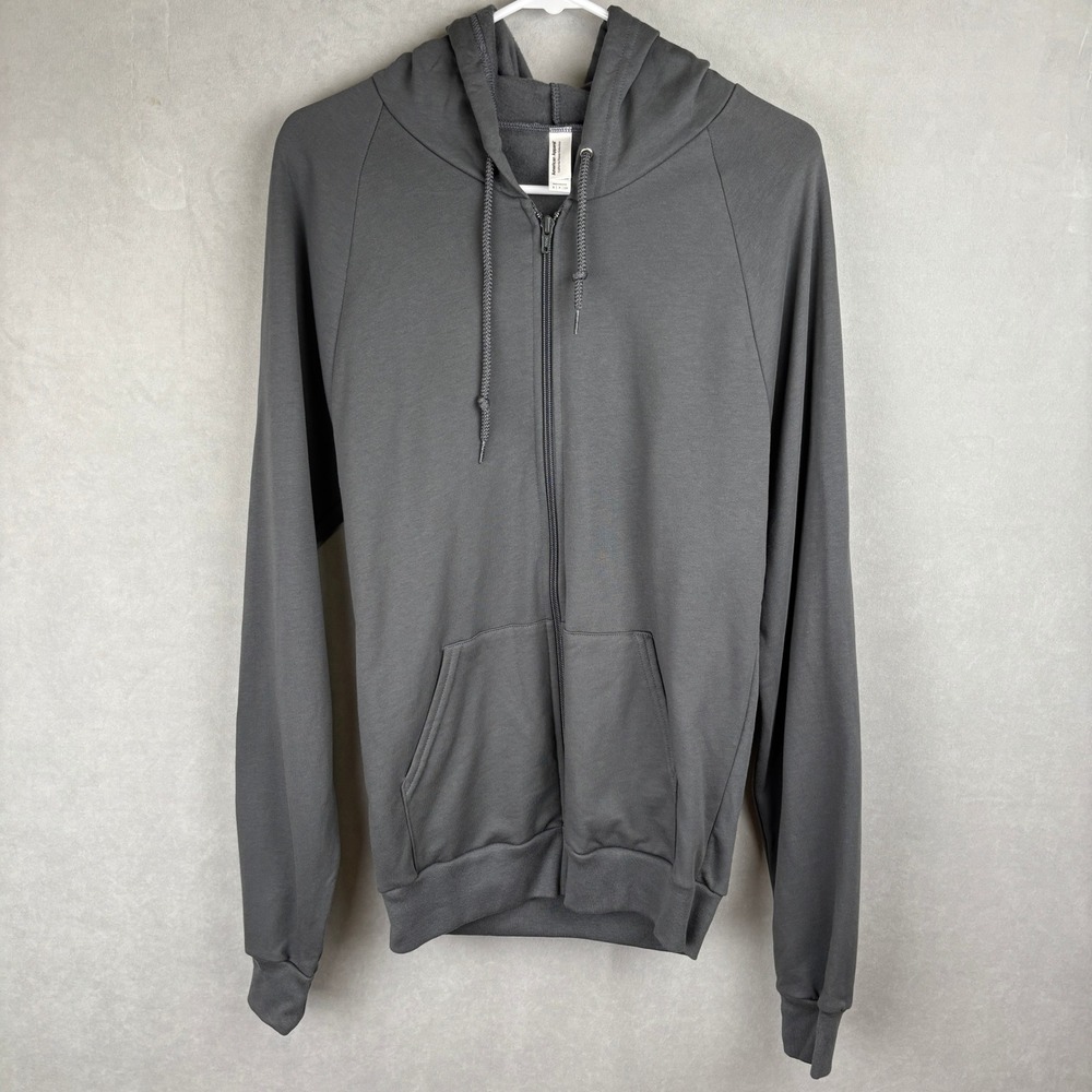 American Apparel California Fleece Zip Up Hoodie Charcoal Grey Norm Indie Mens S